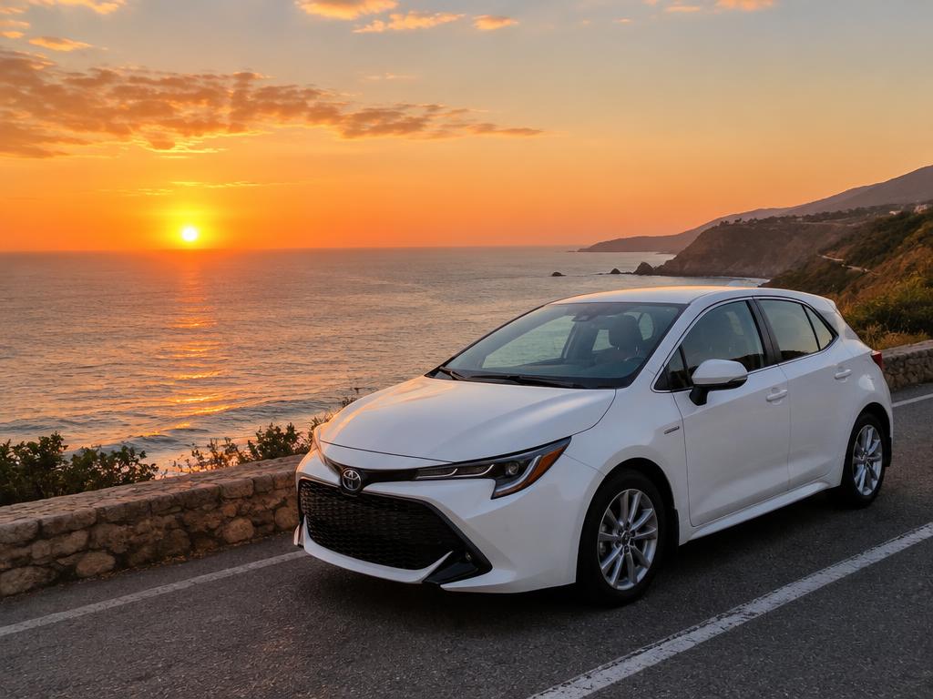 Rental car on a coastal road
